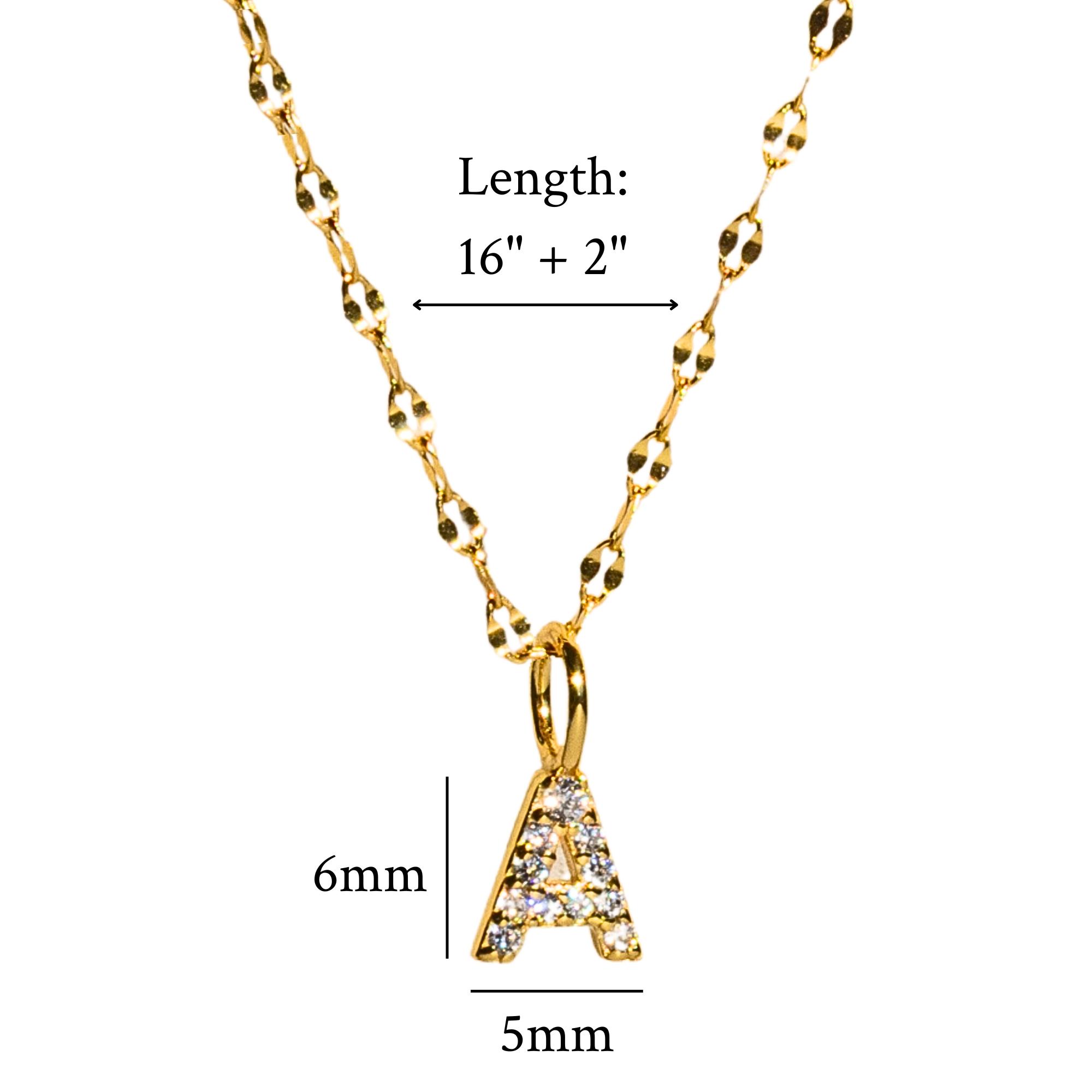 Dainty Pave Letter Necklace by Caitlyn Minimalist - 18K Gold Plated Initial Necklace - Custom Diamond Letter Pendant Necklace with Mirror Chain - Everyday Layering Necklace - Personalized Jewelry - Gift for Her