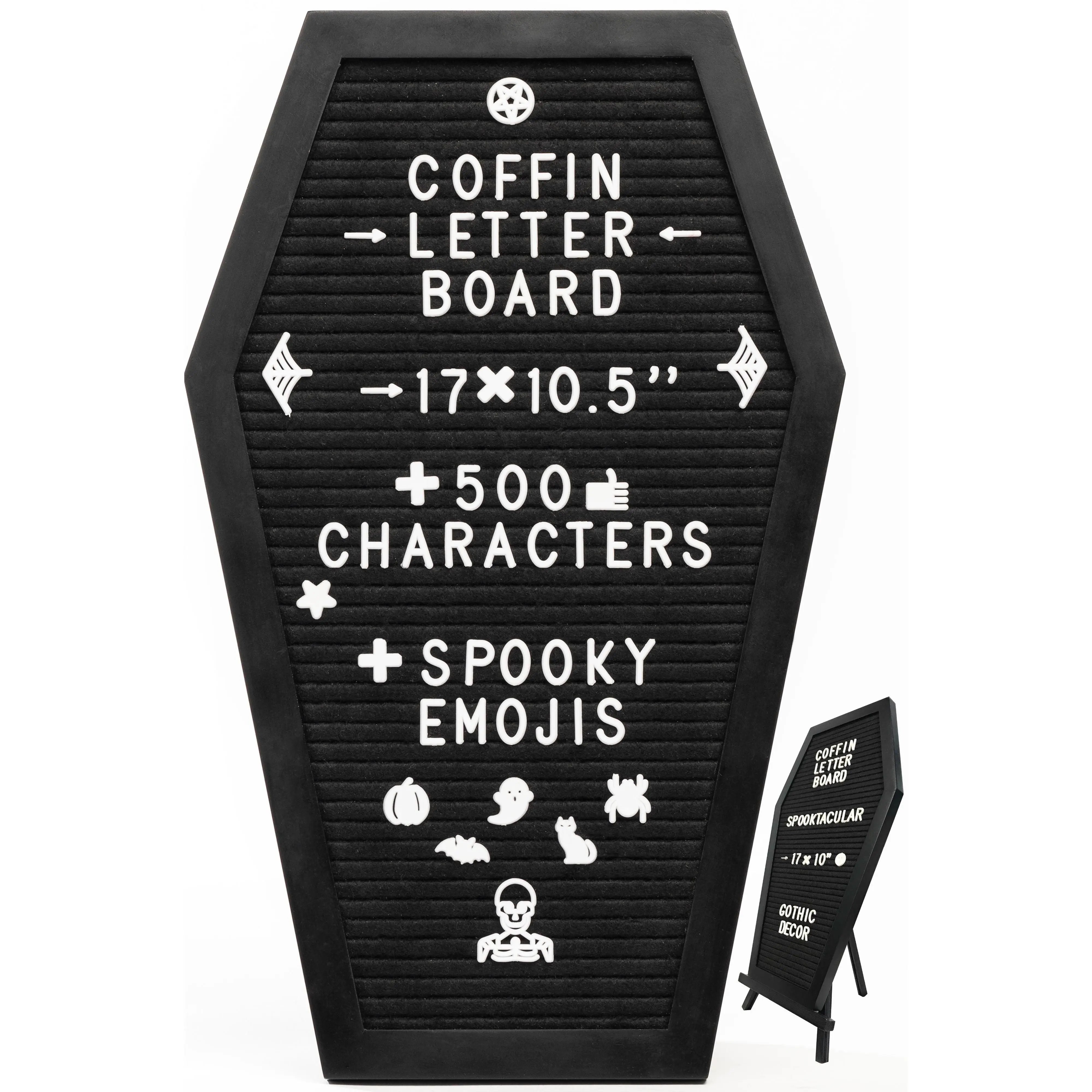 Gothic Coffin Letter Board – Black Felt Message Board with Stand for ...