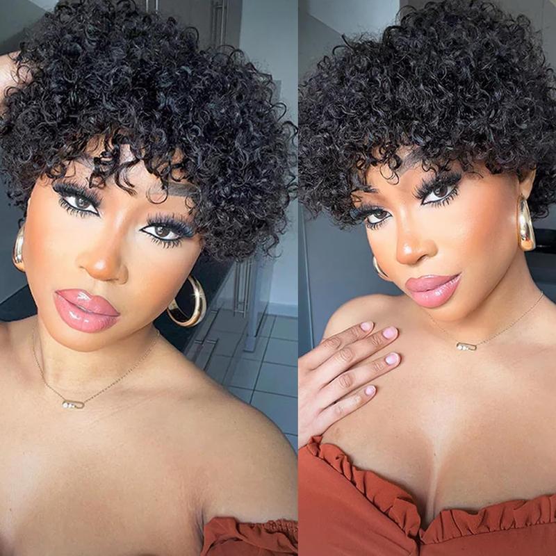 026 Pixie Cut Wig for Black Women Short Bomb Curly Wigs Brazilian Virgin Human Hair Short Curly Pixie Wigs Pixie Cut Layered Wig Natural Black Short Wigs for Black Women#TikTokShopHolidayHaul