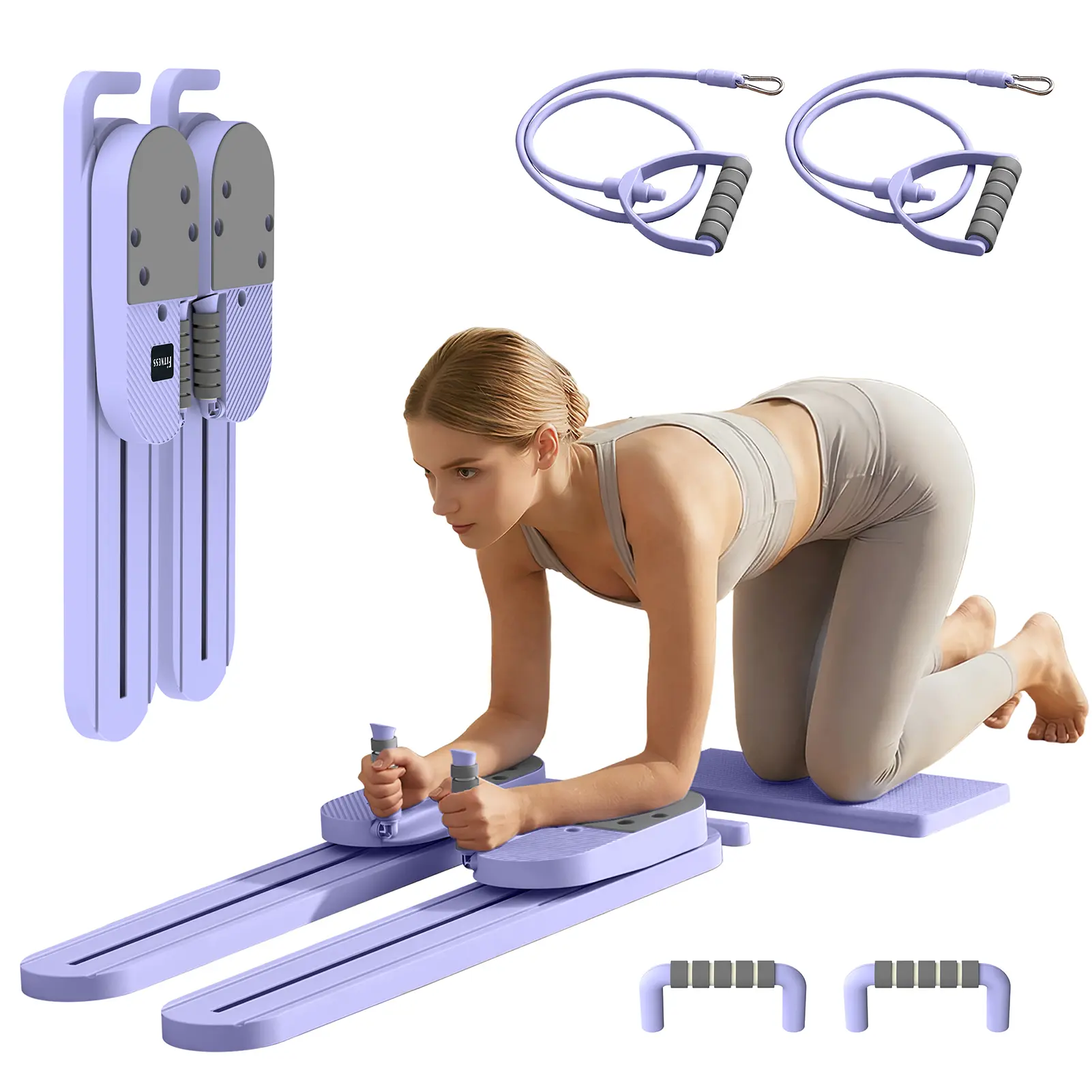 Pilates Board, Multifunctional Ab machine for Home Workouts, Portable Pilates Reformer for Core Workouts, Foldable Home Gym Equipment for Full Body Workout summervibes