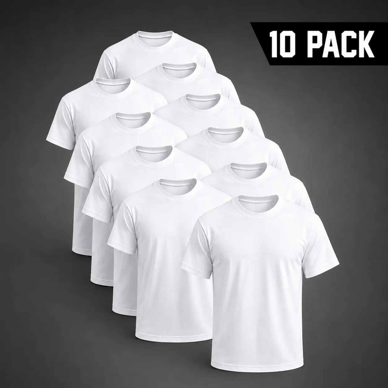 Men's 3/6/10-Pack 100% Cotton Crew Neck Short Sleeve Tshirts - Unisex Pure White Blank Top, Personalized Custom Printing Garment, Comfortable Apparel for Daily Wear & Gym,back to school,back to school shopping Menswear Streetwear