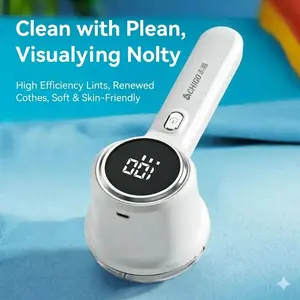 CHIGO Portable 8W Fabric Shaver for Sweaters & Clothes | 6-Blade Efficiency Depiller | Precision 3-Speed Settings | Durable ABS | Rapid 1-Hour Quick Charge | Extended 90-Min Long Battery | Smart Digital Display (White)