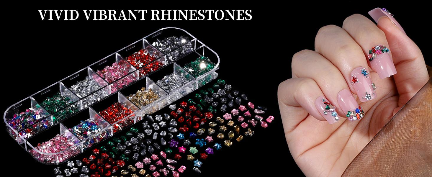 Nail Rhinestones Kit with 8 Boxes of Nail Gems, Nail Charms, 3D Charms for Nails, Colorful Clear Flatback Rhinestones, Charms Y2K for Nails, Multi Shape Pearls Jewels for Crafts