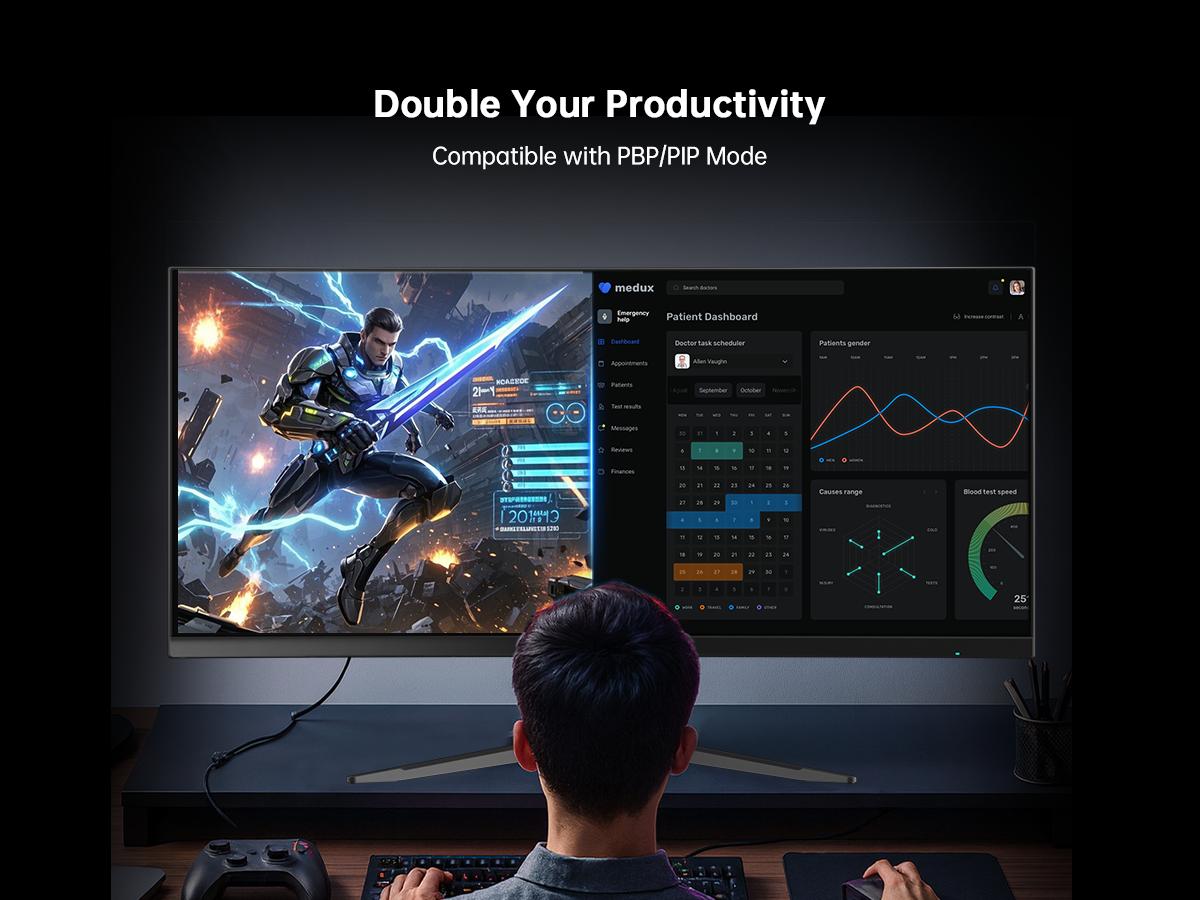 KTC 34" 2K WQHD 180Hz 3440X1440P Curved Gaming Ultrawide Monitor, 1500R PC Monitor, HDR10, FreeSync & G-Sync, HDMI, DisplayPort, VESA, Tilt Swivel Height Pivot Adjustment, H34S18S