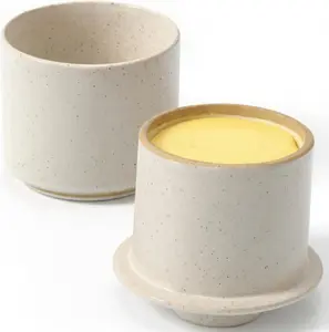 Beautiful Ceramic Butter Crock For Kitchen Countertop – Premium Container with Water Seal is Perfect to Keep Your Butter Fresh, Soft and Spreadable - Easy to Use French Butter Holder with Lid