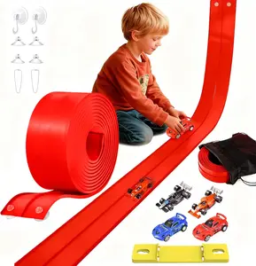20FT Flexible Race Car Track for Kids Ages 3–8, Red | Bendable Portable Racetrack with Suction Cups & Hooks | Compatible with Hot Wheels & 1:50 Diecast Cars | New Year, Birthday & Christmas Gift
