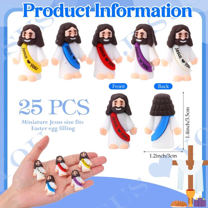 Bememo 30 Pcs Little Jesus Figures Original Design Jesus Love You Mini Rubber Toys to Hide and Seek Christmas Religious Party Favors Sunday School Baptism Gifts(Lively Colors)