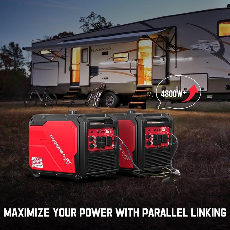 PowerSmart Electric Start 4800-5000 Watt Portable Inverter Generator with Wheels Handle Kit, Hurricane season, CO Protect, Quiet, 30 Amp for RV-Ready (DH5050E PS5046CE HB5046C)