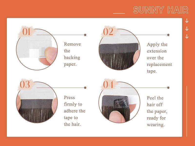 Sunny  Tape 100% human hair tape natural look hairpiece Natural Straight Extensions 14inch-24inch 20 pcs 50g   #TikTok SpringStatements