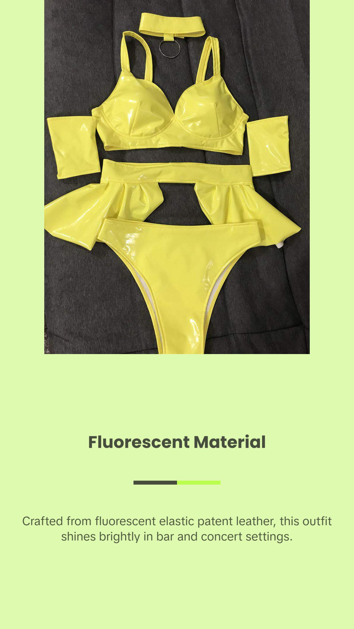 Bar Costume Sexy Fluorescent Elastic Patent Leather Dress Clothes Womenswear Collar