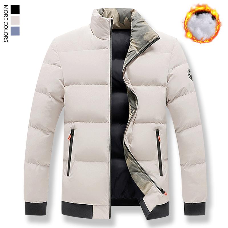 Stylish men's windproof warm jacket, full zipper small stand-up collar design.Lightweight polyester shell, warm and comfortable.Spring and autumn are suitable for all seasons, and leisure and formal can be used.Hand washable with zip pocket