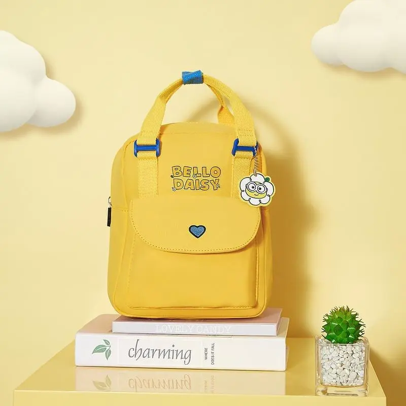 Minions Sunshine Yellow Floral Mini Backpack, Aesthetic Water-Repellent Nylon Bag for Kids & Adults, Lightweight for Everyday Carry, Fashion, Novelty, Aesthetic Backpacks, Small Backpacks