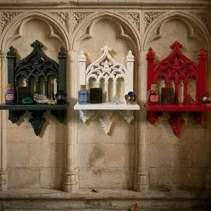 Gothic Cathedral Miniature Wall Shelves - Decorative Storage Solution for Home Decor