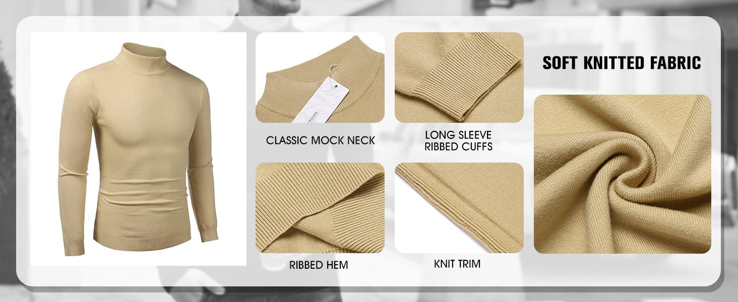 COOFANDY Men's Slim Fit Mock Turtleneck Pullover Sweater Casual Basic Knitted Thermal Sweaters Fashion Long Sleeve
