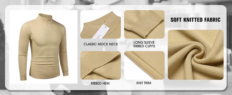 COOFANDY Men's Slim Fit Mock Turtleneck Pullover Sweater Casual Basic Knitted Thermal Sweaters Fashion Long Sleeve