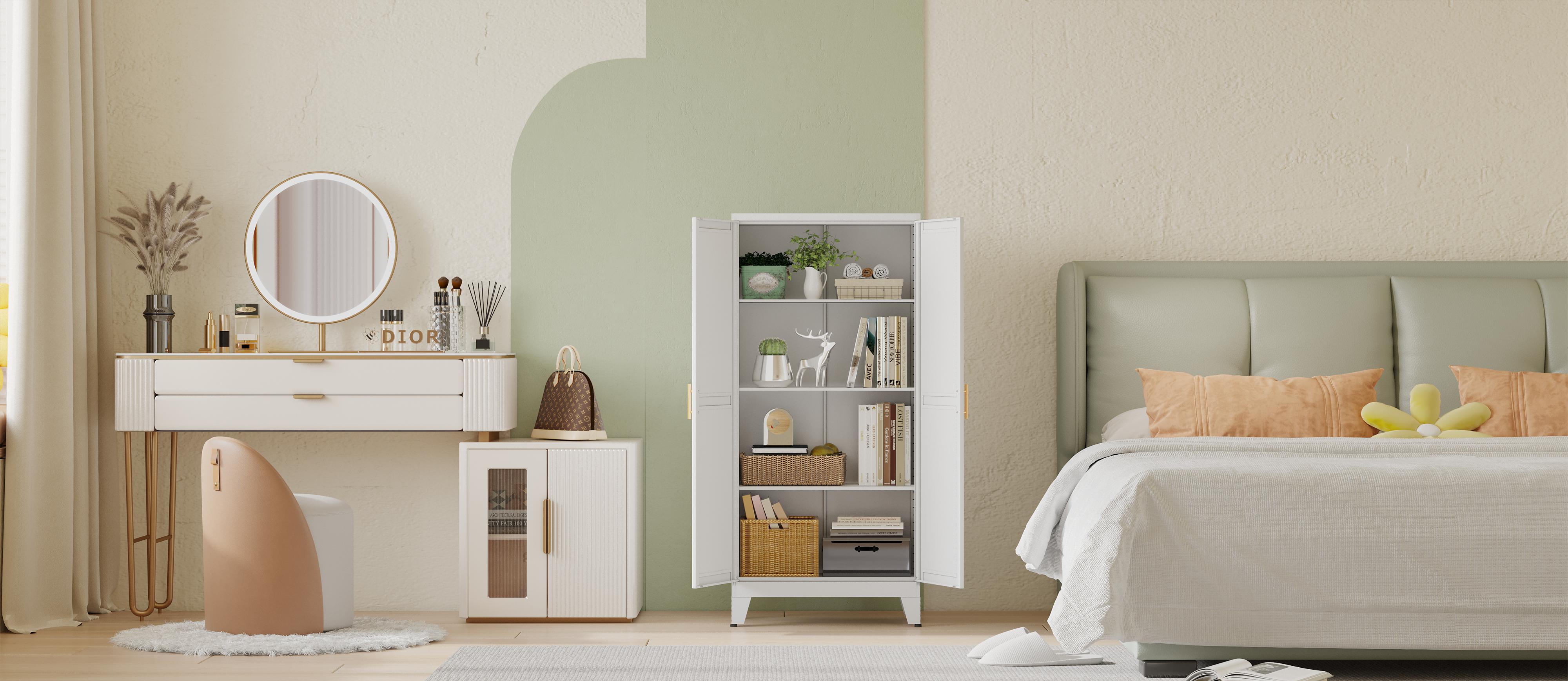 Metal Pantry Cabinet 47"with 2 Doors & 3 Adjustable Shelves, Kitchen Pantry Storage Cabinets for Dining Room, Living Room, Bathroom Furniture Organization storage cabinets drawer dresser Freestanding Cupboard Metal Pantry Cabinet 47"with 2 Doors & 3 Adjustable Shelves, Kitchen Pantry Storage Cabinets for Dining Room, Living Room, Bathroom Furniture Organization storage cabinets drawer dresser Freestanding Cupboard