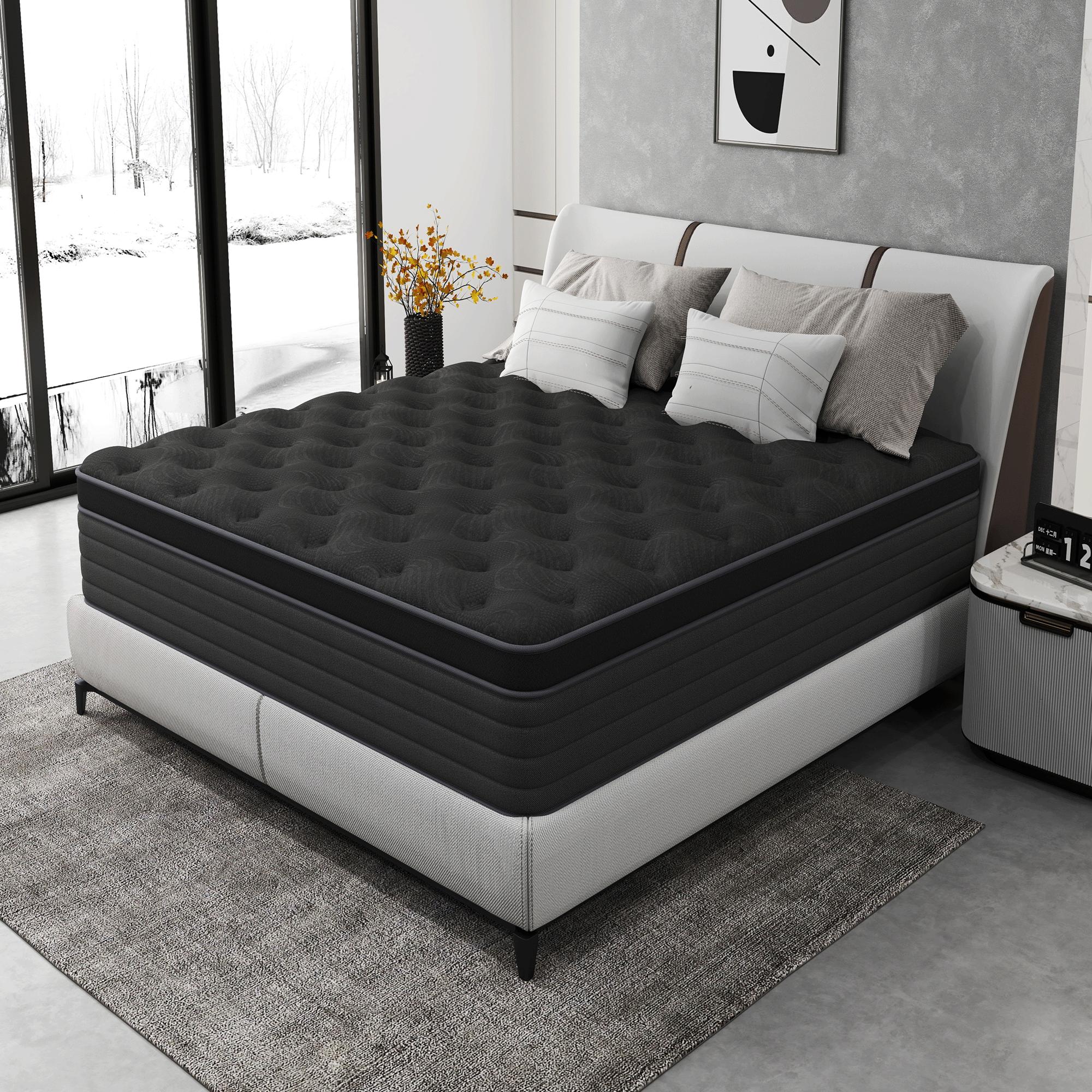 mattress queen size 12-inch/14-inch Spring Mattress, Memory Foam, Pocketed Coils, Ergonomic Design, Medium Firmness, Offers Comfortable & Supportive Sleep Experience, Ideal for Home & Hotel Use,es, colchones para cama,hibrid  mattress Gel Topper Full
