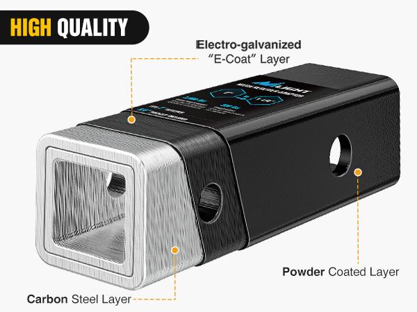 Nilight Trailer Hitch Receiver Adapter Reducer Sleeve 2 to 1-1/4 Inch with 5/8" Hitch Pin and Clip Hitches Towing Accessories for Tractor Bucket RV UTV Truck Bike Rack Cargo Carriers Carbon Steel