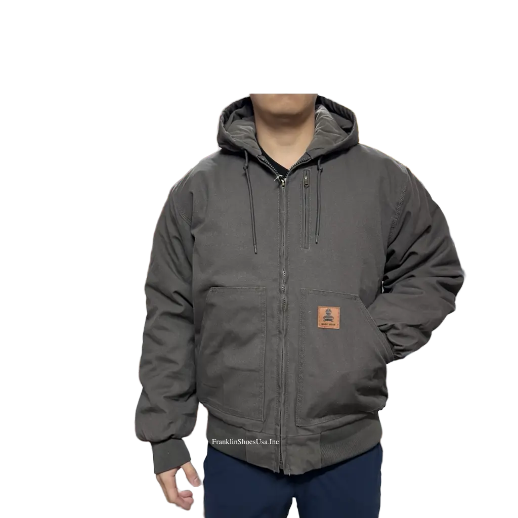 Loose Fit Quilted Flannel Lined Workwear Waterproof Active Jacket Hooded Work Coat Cotton Menswear