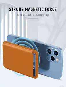 Minimalist magnetic phone wallet, suitable for both men and women.MagSafe Wallet, Magnetic Ultra-Thin Phone Wallet, 3 Card Slots, Compatible with iPhone 17/16/15/14/13/12 Pro Max Plus Air Series, RFID-Blocking Synthetic Leather, Orange