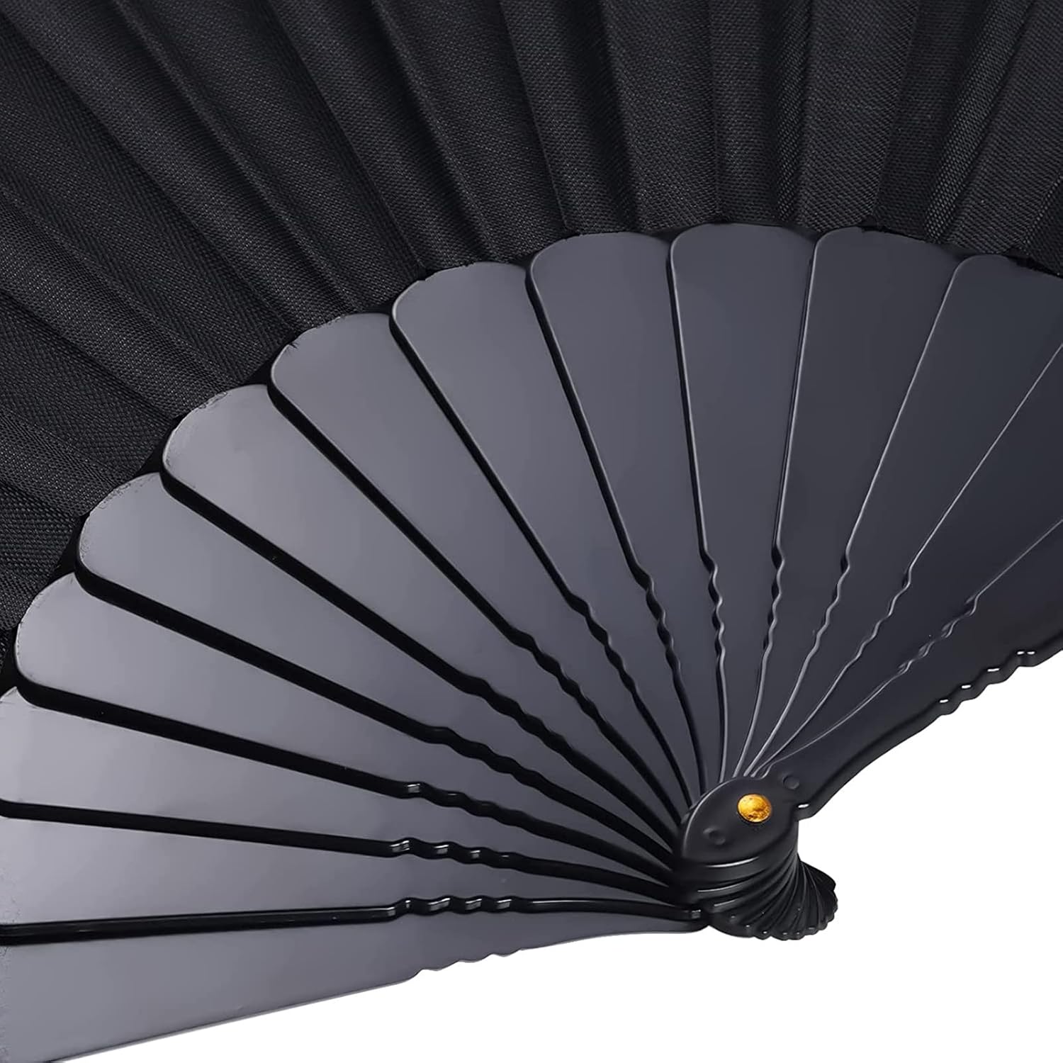 Black Folding Hand Fans Fabric Fans Chinese Japanese Style Summer Handheld Fan for Party, Wedding, Gifts, Wall Decoration,Photographic Props (Black-4pcs)