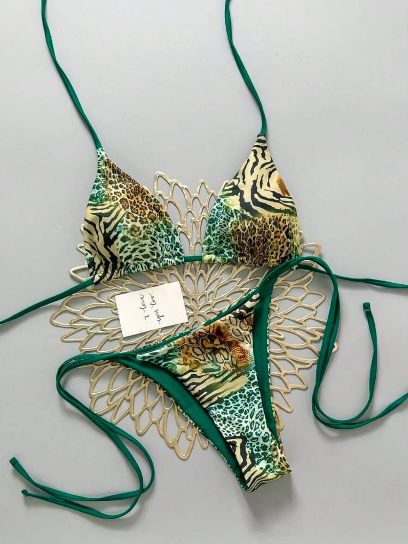 2026 Sexy Vintage Leopard Print Bikini, Two-Piece Set for Women, Lace Up Bikinis, Tie Side Bikini, Bikini Swimsuits