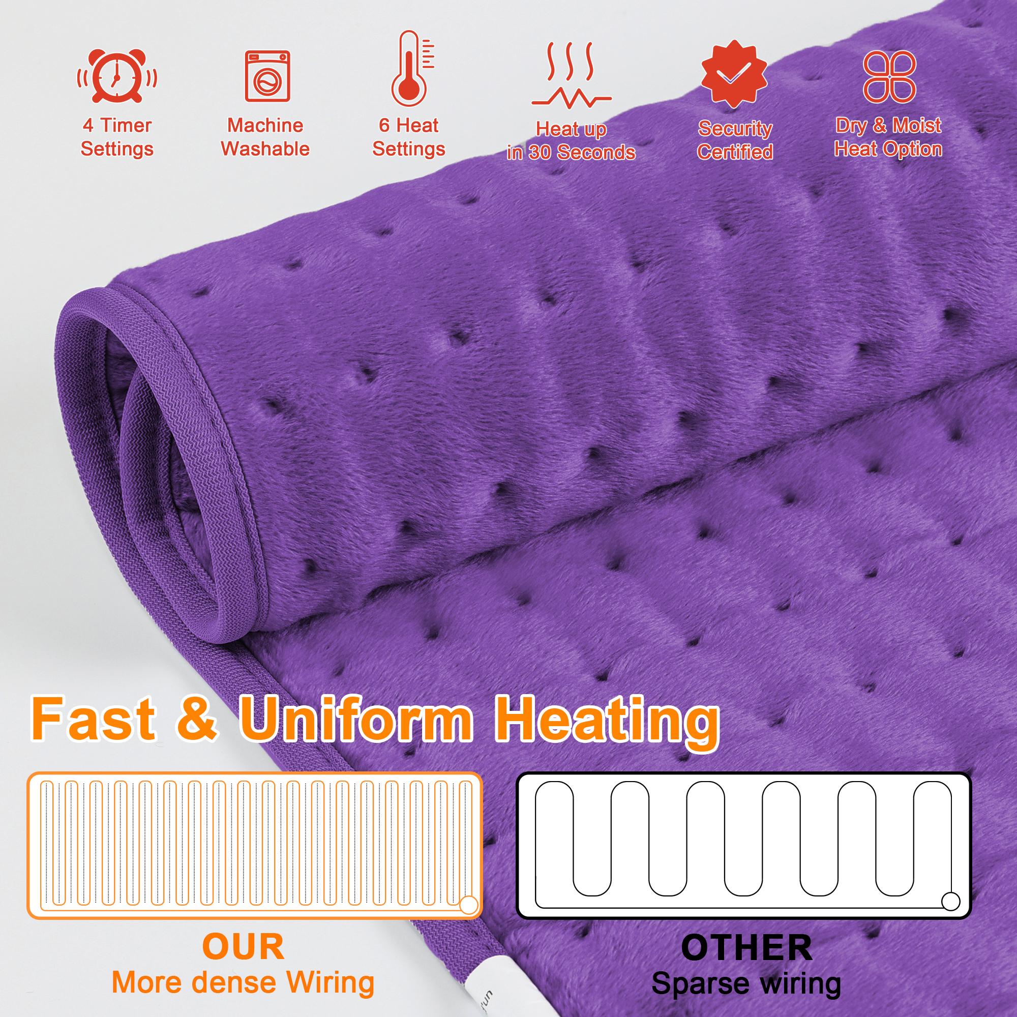 Deepsoon Heating pad, 33in×17in, 24in×12in, 6 temperature levels and 4 time settings, portable, back, neck, shoulders and legs heating, machine washable, perfect holiday gift for men, women, parents, Christmas gift