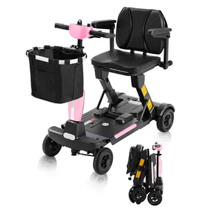 MS02-F 12-30Miles 4 Wheels Foldable Mobility Scooter for Adults&Seniors, 46Lbs Lightweight & 350W Powered Electric Folding Wheelchair, Removable Battery Compact & Convenient for Travel