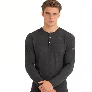 MERINX 100%merino Wool 17.5μ Breathable Comfortable Men Base Layer Casual Henley Long Sleeve Shirt Top Streetwear Biker Tshirt Sustainability Natural Fibers Moisture Wicking Odor-Resistant Quick-Drying Antibacterial Wrinkle-Resistant Easy-Care