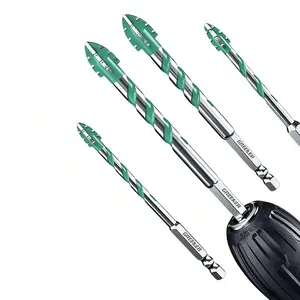 Green Forest Four-Blade Serrated Eccentric Drill Bit Super Hard Special Electric Drill High Hardness Dry Drill, suitable for all tiles, ceramics, glass, marble, concrete, and stainless steel.