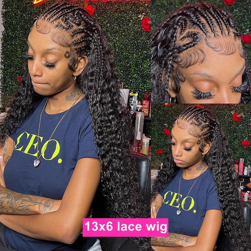 Bling Hair 14~36Inch 13x6 Water Wave Hd Lace Front Wig Brazilian Wigs For Women Pre-plcked 13x6 Deep Wave Lace Frontal Wig 180Density