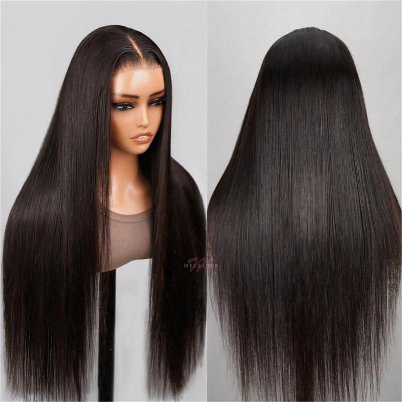 Megalook Wear Go Glueless Wigs Pre Cut 6x5 HD Lace Straight Lace Front Human Hair Wigs Bleached Tiny Knots Easy Put On Go Beginner Friendly Wig