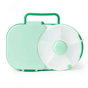 GoBe Kids' Bento Style Lunchbox with Snack Spinner - Sage Green Airtight, 5 Compartments, BPA-Free, Dishwasher-Safe, 11x6.6 Inches