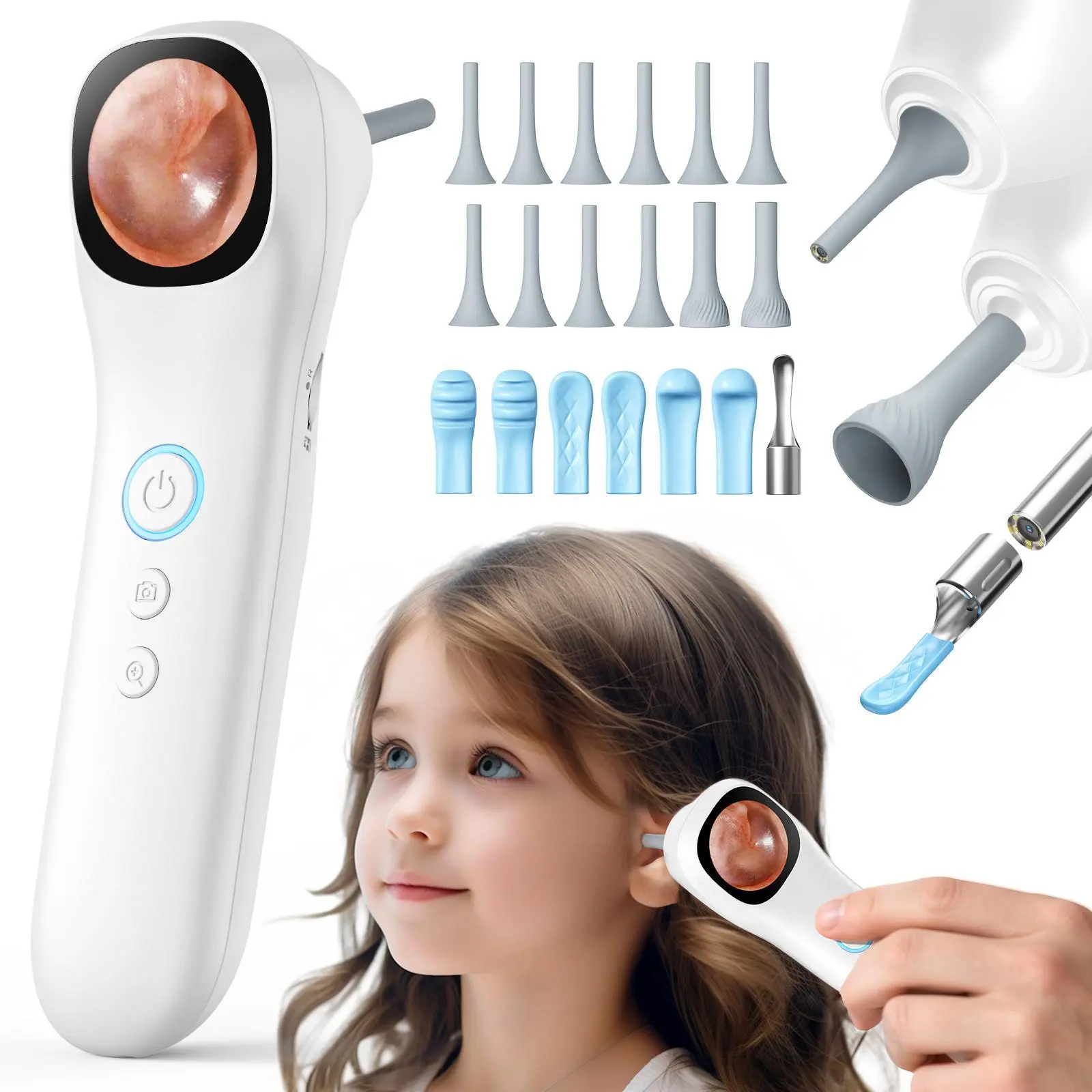 [backtoschool]5-in-1 Visual Ear Cleaner with IPS Screen, 1080P HD Ear Camera with Light, Multi-Purpose Home Care Tool for Ear Nose Skin & Mouth, Earwax Removal Tool with 12 Soft Tips, Safe for Kids Adults & Pets