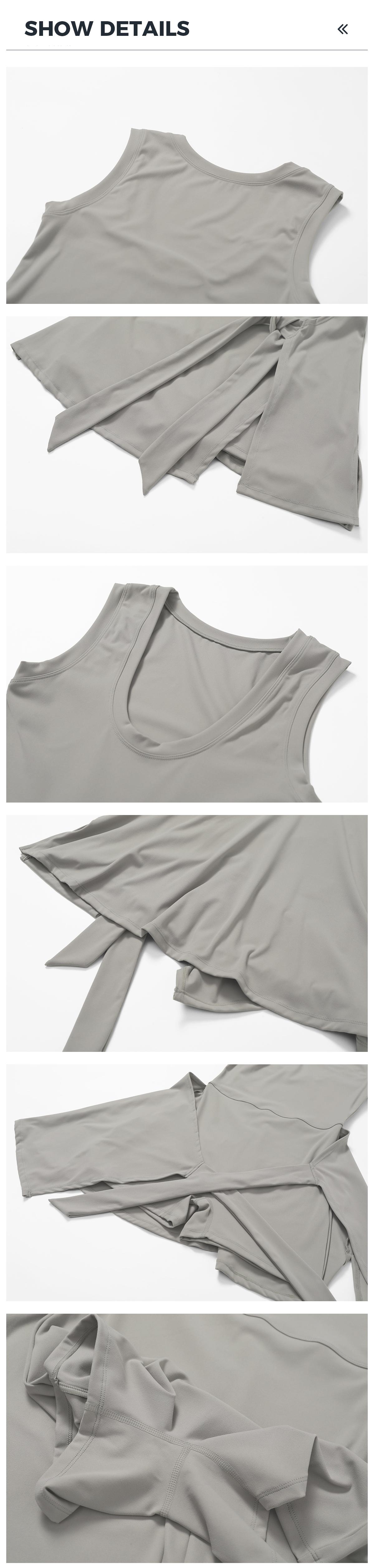 YEOREO Women's Tennis Skirt Sleeveless Yoga Golf Sports Skirt with Ruffle Side Slits Gym Skirt Built-in Shorts Athletic Skort