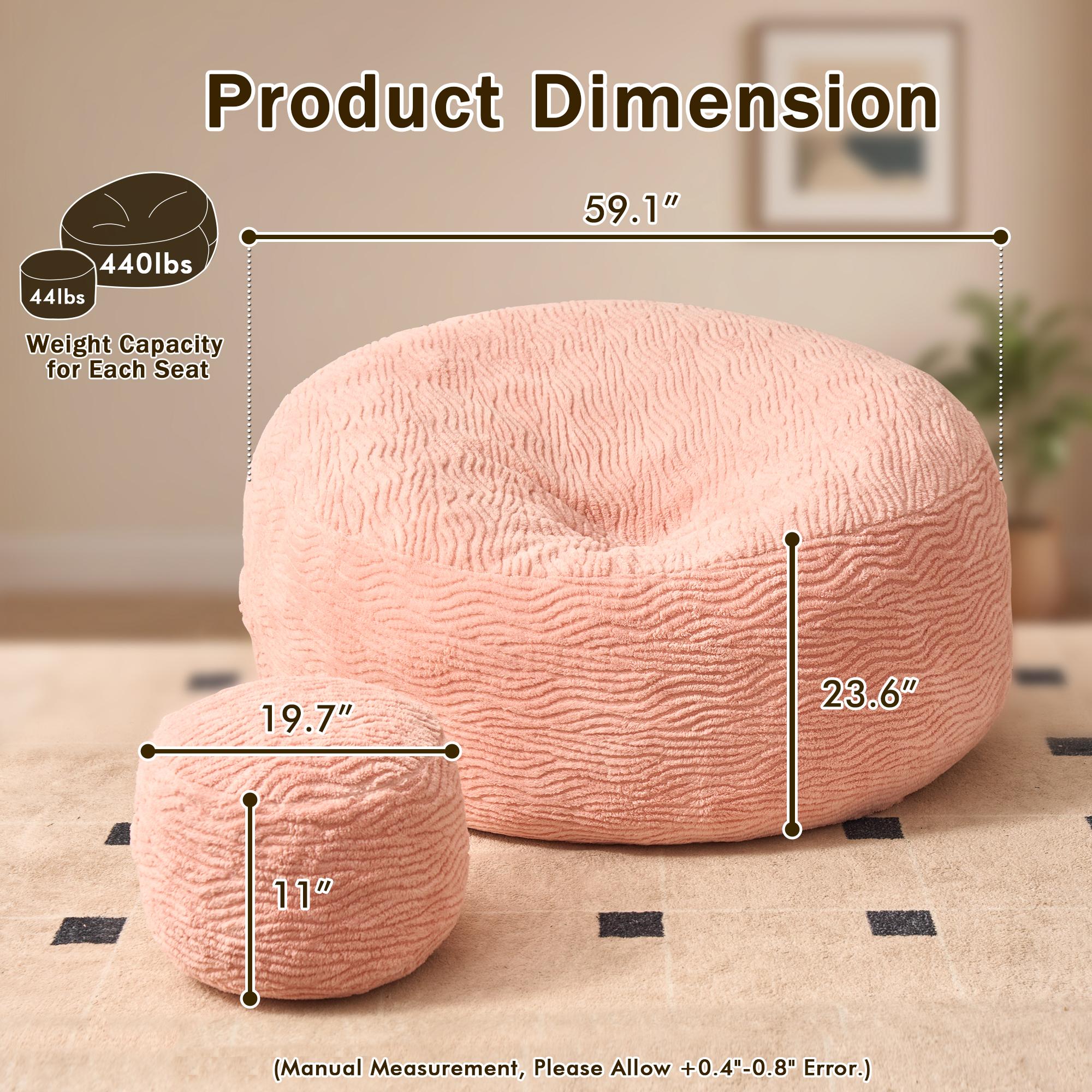 【Black Friday & Cyber Monday Deal】OOSWIFT 59" W Oversized Corduroy Lounge Chair, Single Sofa Bed with Pillows, Modern Wide-Arm Sleeper Chair for Living Room, Lounger for Nursery & Home Theater, Cozy Round Reading Chair