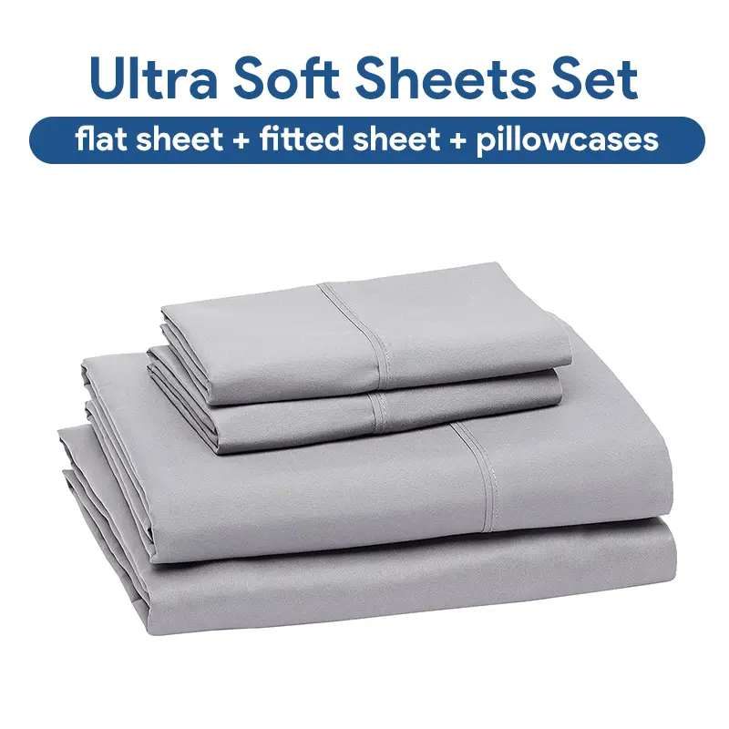 Kasentex Standard Size Soft Deep Pocket Bedding Set - Includes Flat Sheet, Fitted Sheet, Pillowcases, Machine Washable, Hypoallergenic, OEKO-TEX 100 Certified, Bed Sheet