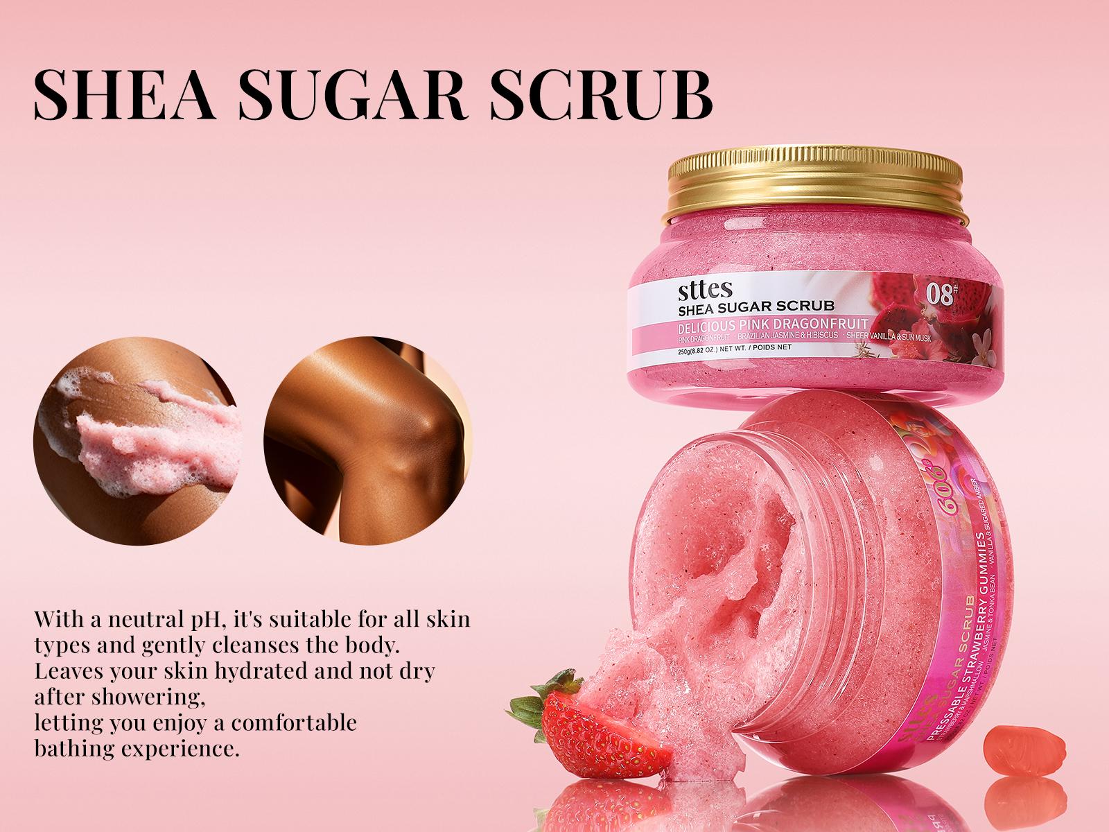 New！Sttes Shea Sugar Body Scrub #02 (Irresistible Sunshine) – Exfoliating Pistachio & Salted Caramel Scent Shower Treatment 250g
