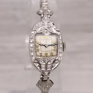 Antique Elgin Ladies Platinum & 14k Diamond Cocktail Watch 0.65ctw SERVICED