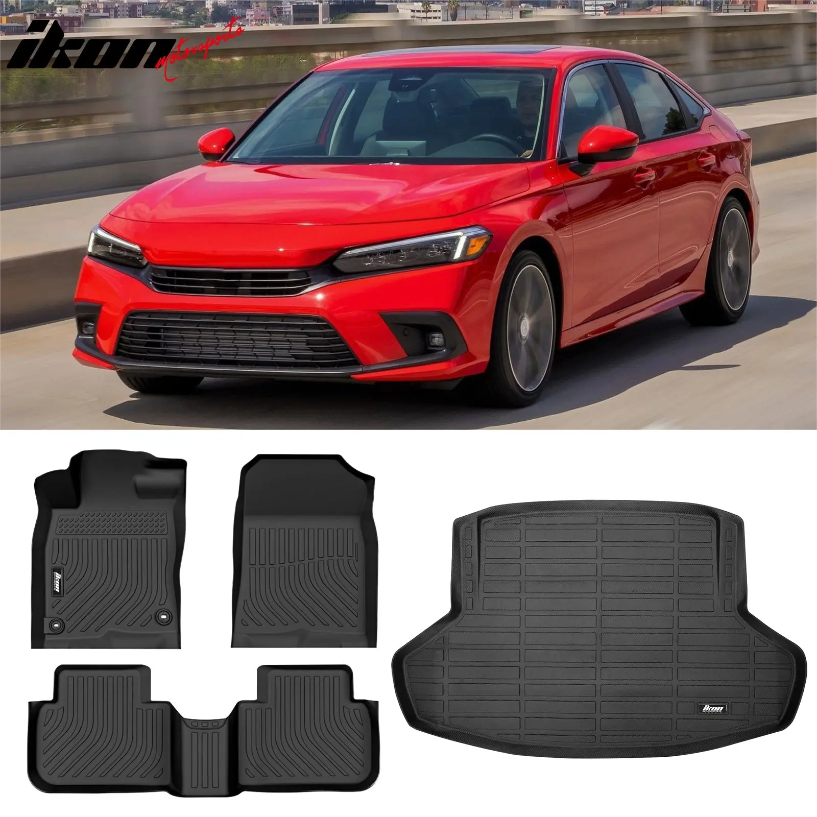 All Weather 3D Black Floor Mats + Trunk Mat for Honda Civic 2022-2026 TPE