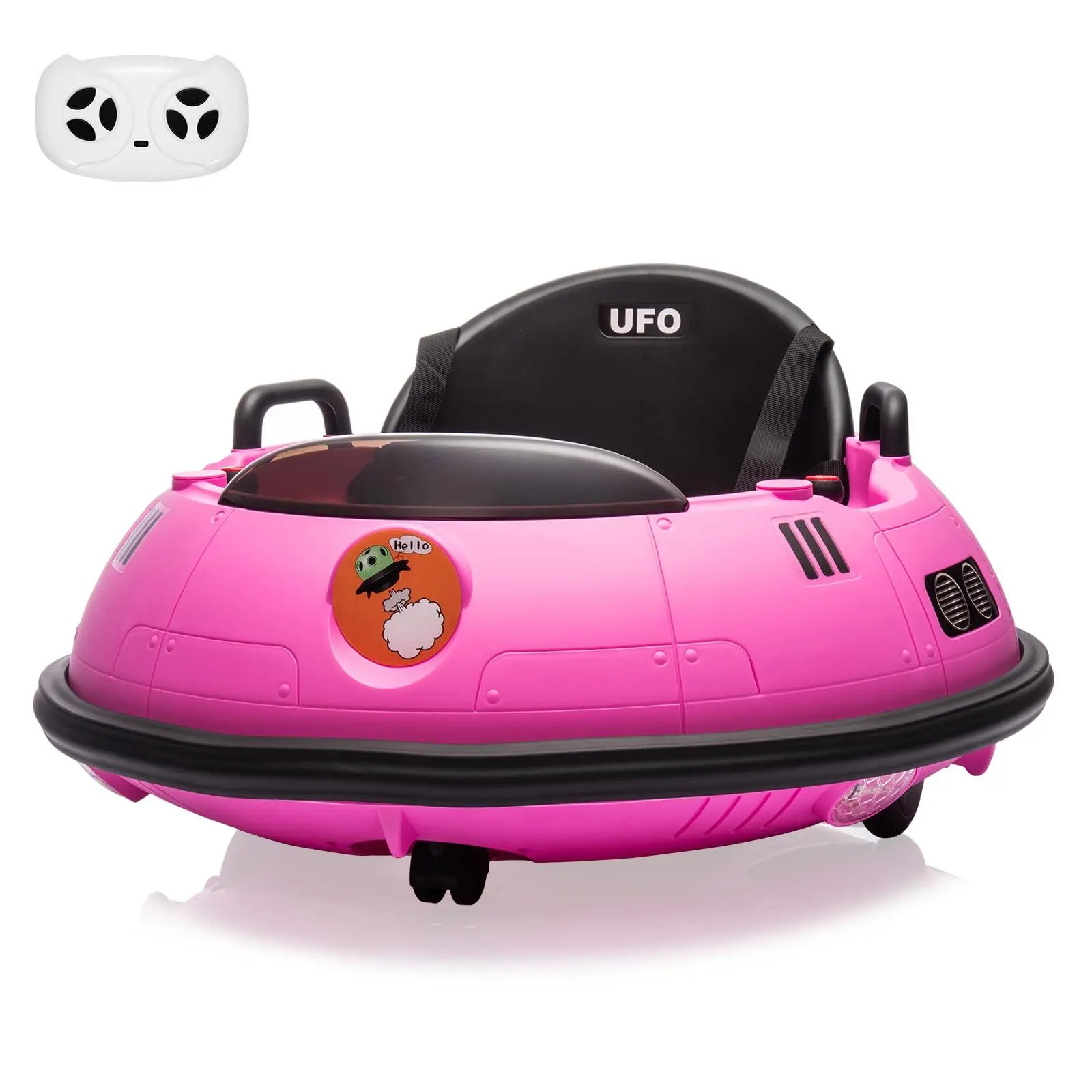12V Battery-Powered Baby Bumper Car Remote Control Kart - Parent-Controlled Electric Toddler Ride-On with Joystick, 360° Rotation, Flashing Lights, Music, 2 Speed Modes, Safety Belt, Pink Birthday Gift for Active Indoor Fun