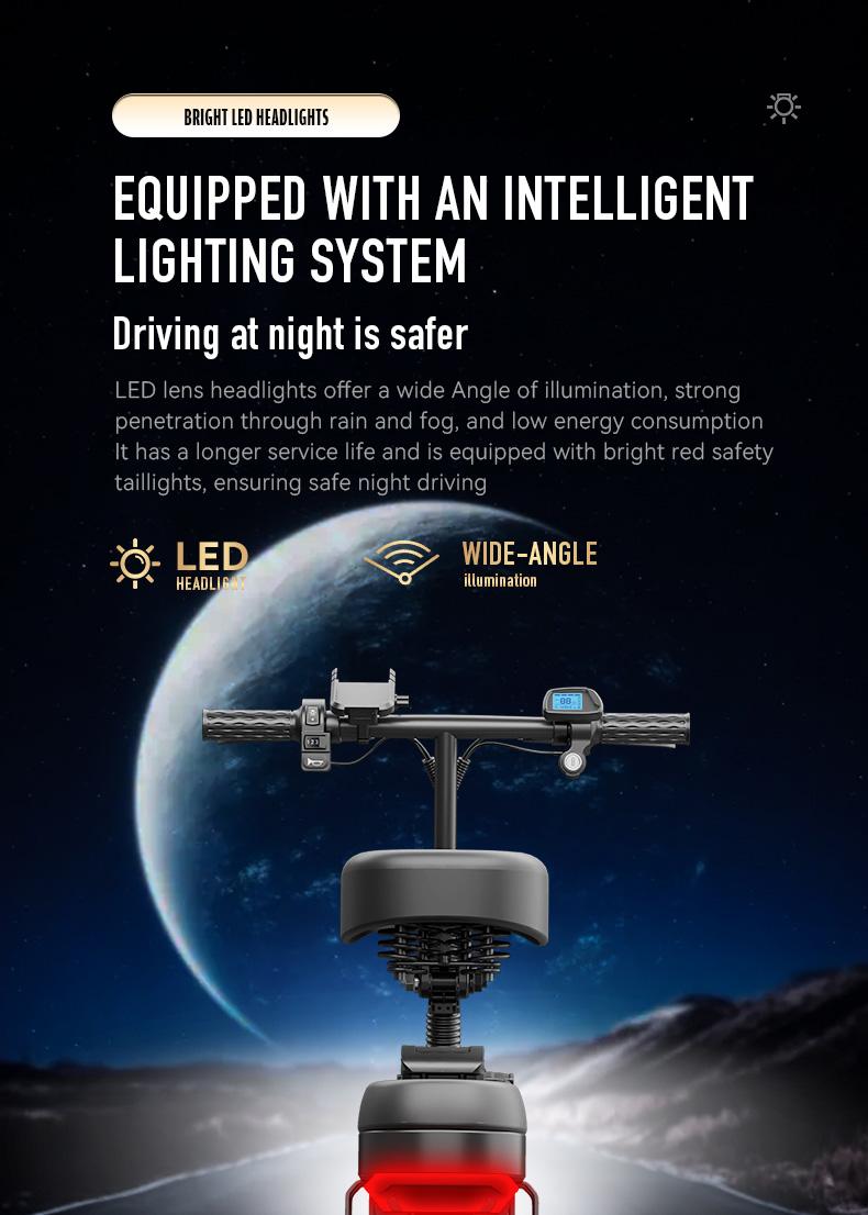 Adult electric folding bicycle with 500W motor, 16-level shock absorption system, 48V 15Ah battery, and a range of 100 kilometers. Wheel Pedals Ebike Charger