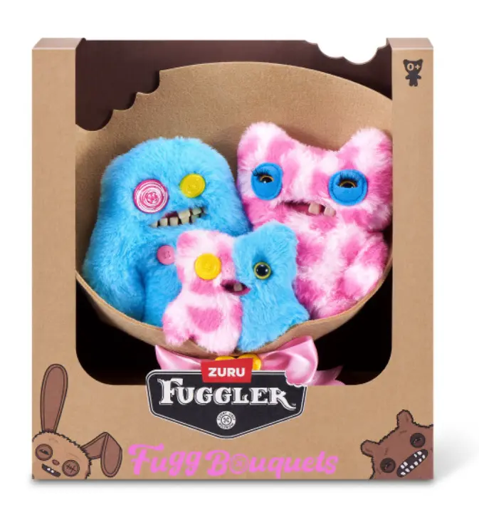Fuggler Bouquet Bundle | 2 Big + 1 Mini Ugly Monster Plush Set | Sasquoosh, Stinkface & Squooshface | Funny Ugly Monster Collectible Gift