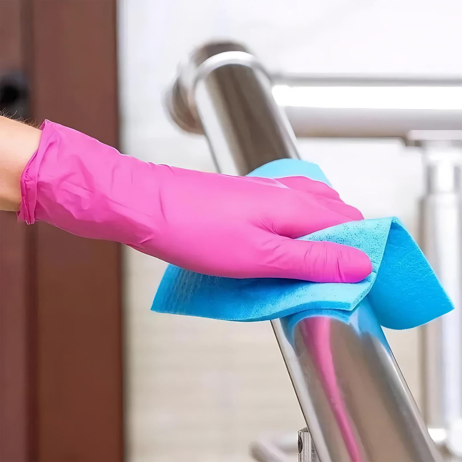 5/10Pair Durable Rose Red Nitrile Dishwashing Gloves,Non-Medical Grade, Latex-Free, Suitable for Permanent Makeup, Nail and Hair Services, Painting, Odor-Free Household Bathroom Cleaning Gloves, Multi Purpose Glove