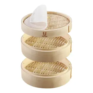 Bamboo Steamer Basket with Lid Dumpling & Vegetable Steamer