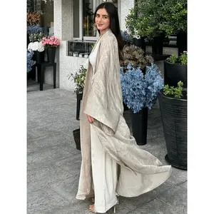 Elegant Black Abaya with Golden Embroidery - Modest Muslim Fashion,  Long-Sleeve Cover-Up for Women, Coverup|Elegant Abaya|Detailed Formal Beige Modesty Caftan Wrap