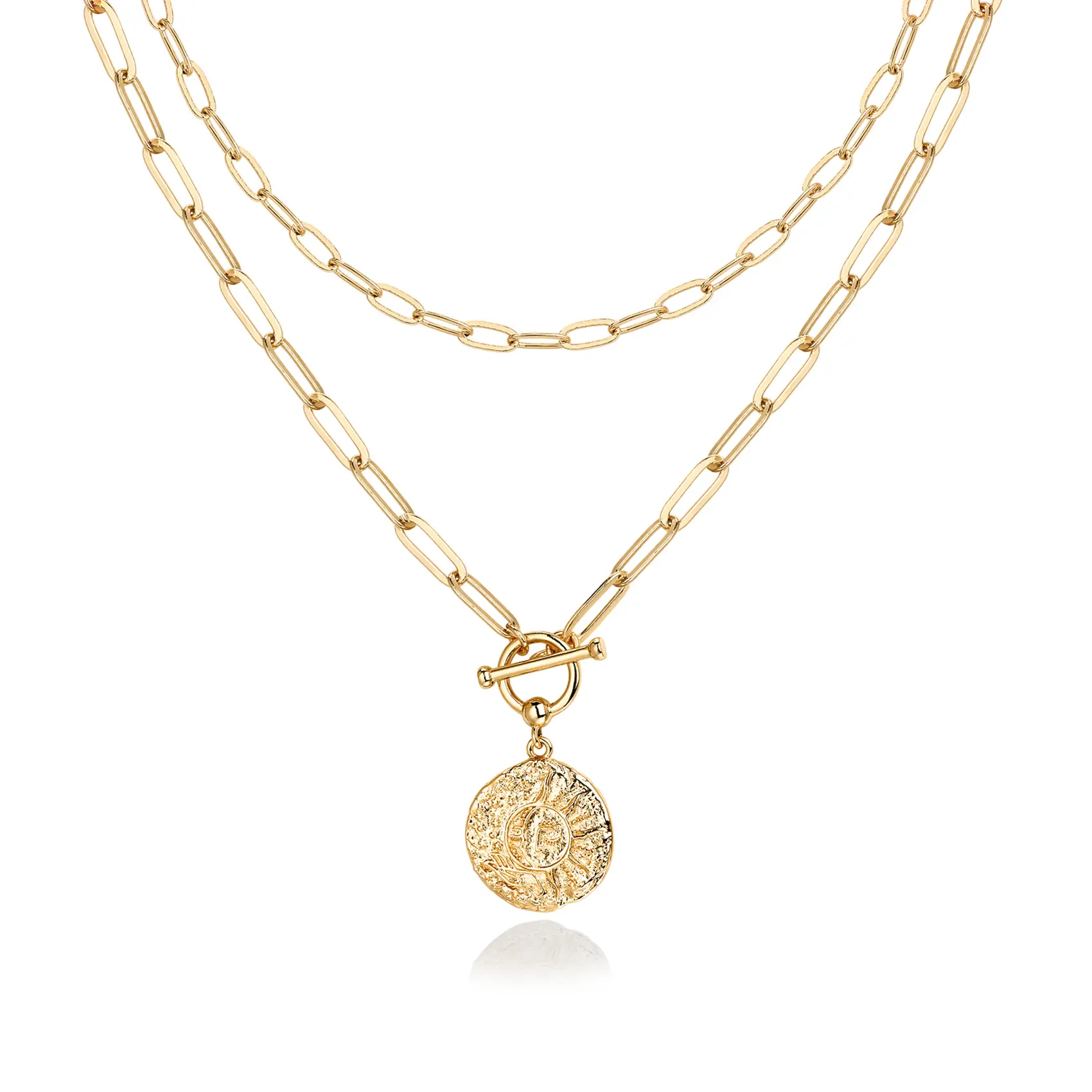 PAVOI 14K Gold Plated Layering Necklaces - Stylish Minimalist Design Pendant Necklaces - Bar, Circle, Lotus, Disc, Dog Tag, Horizontal Bar Pendants for Women