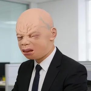 Crying Baby Latex Mask Releastic Human Crying Mask Novelty Halloween Costume Party Latex Head Masks for Adults Adjustable Comfortable Fit Bald Head Mask creative prank gift holiday accessory Funny Comedy Hat