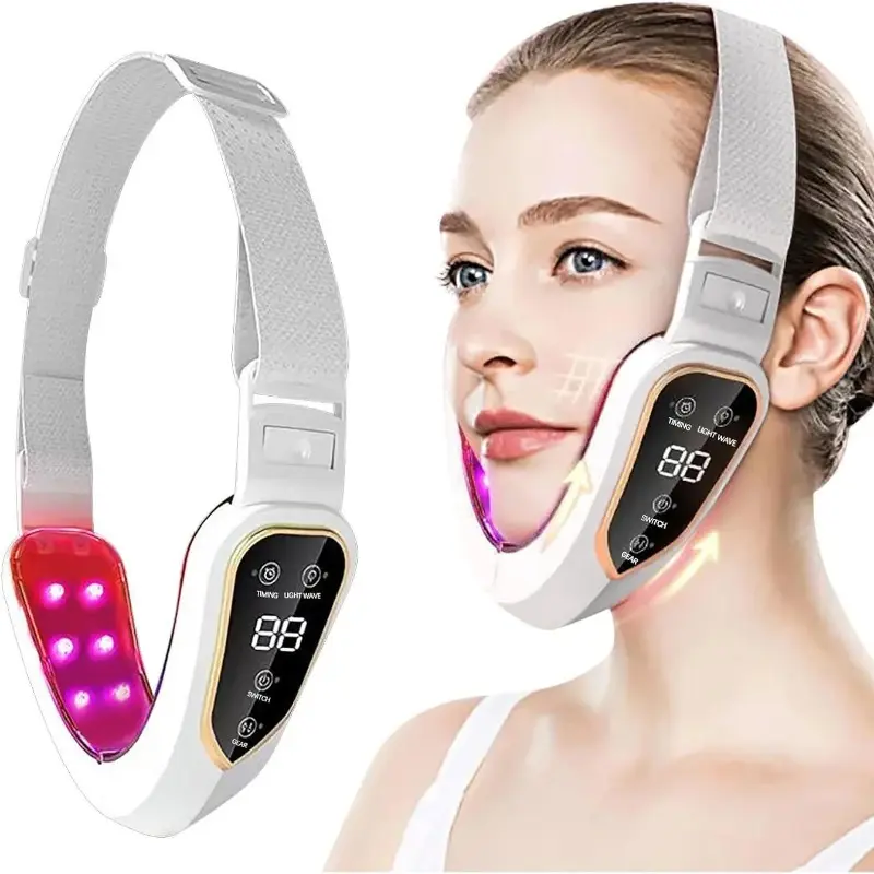V-Shaped Facial Skincare Massager, USB-Powered Plastic Beauty Appliance with an LCD Display & Multi-Level Intensity for Women, Portable Ergonomic Design