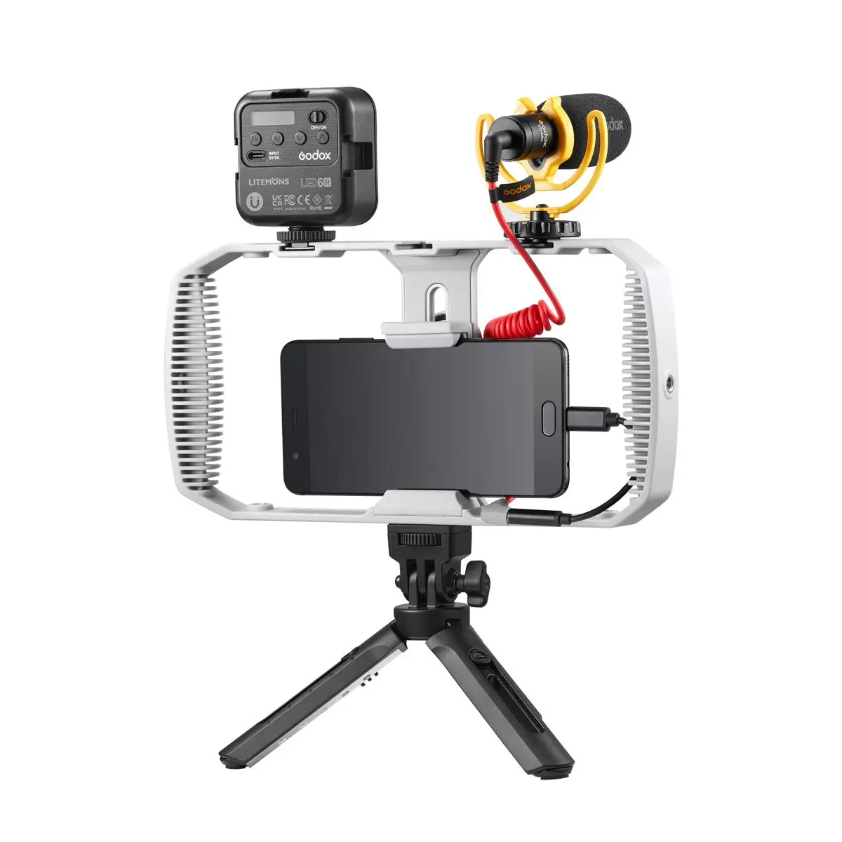 Godox VK1-UC Durable Portable Vlogging Kit - Tripod, Camera Accessories Included - USB-C Compatible for Mobile Phones & USB Type-C Port Devices